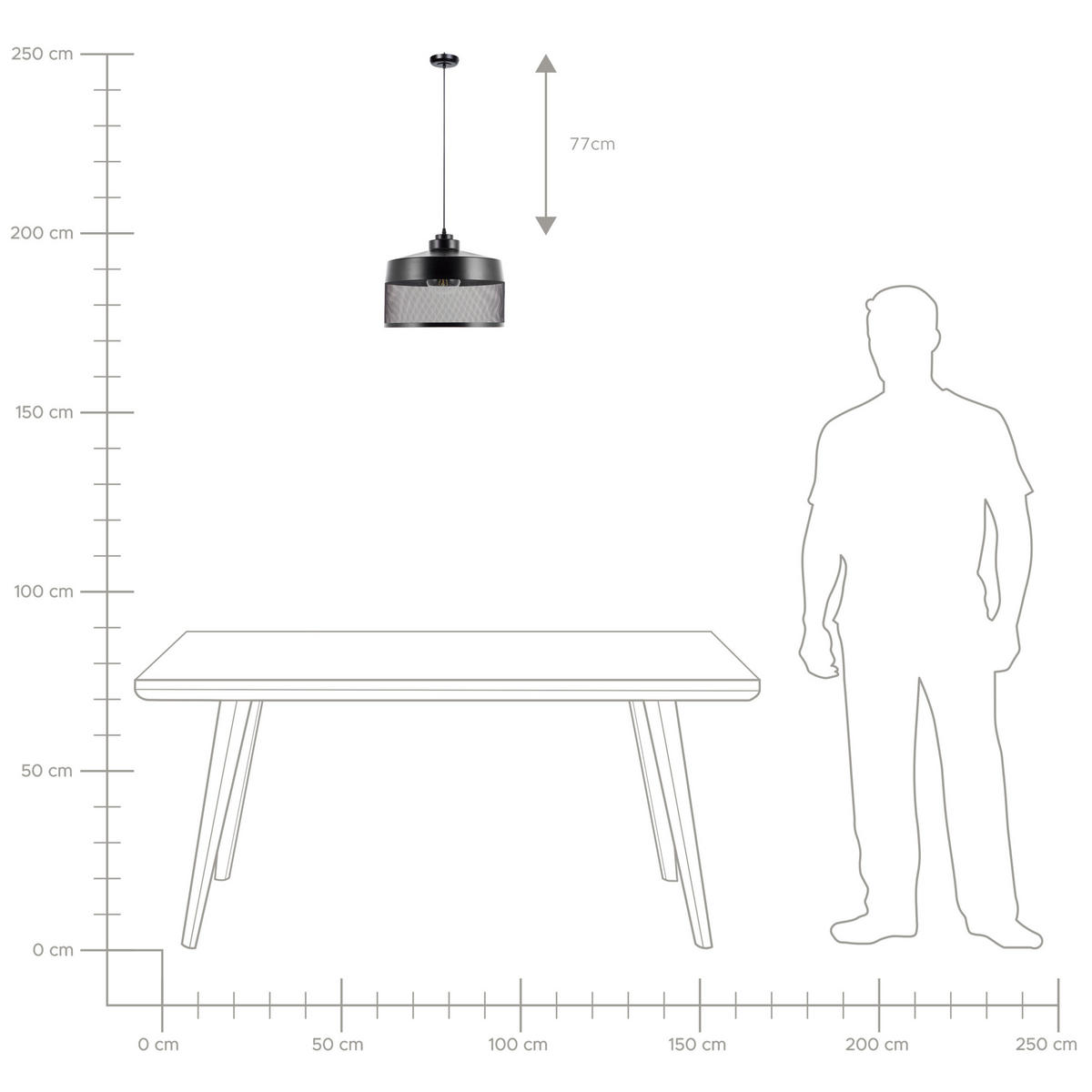 HÄNGELEUCHTE Cardener 41/41/99 cm - Schwarz, Metall (41/41/99cm) - Beliani