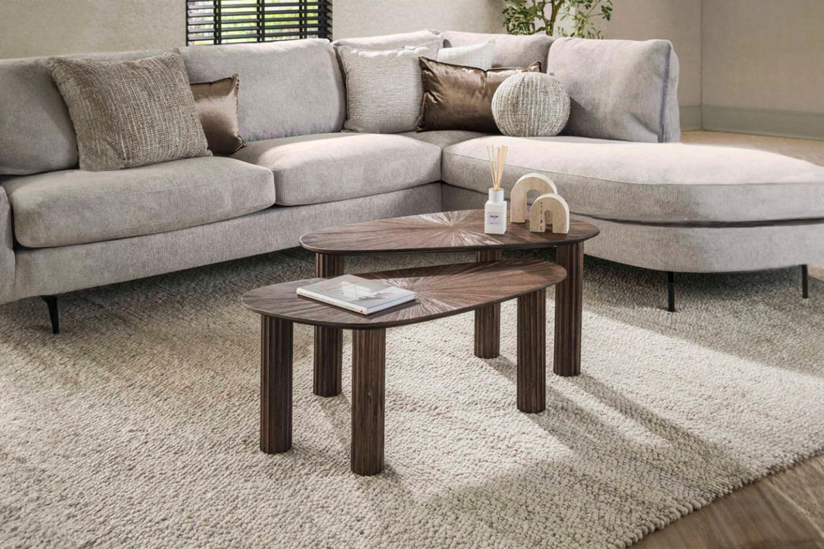 COUCHTISCH-SET INKA Braun Teakholz - Braun, Teakholz/Holz (84/39/43cm) - KAWOLA