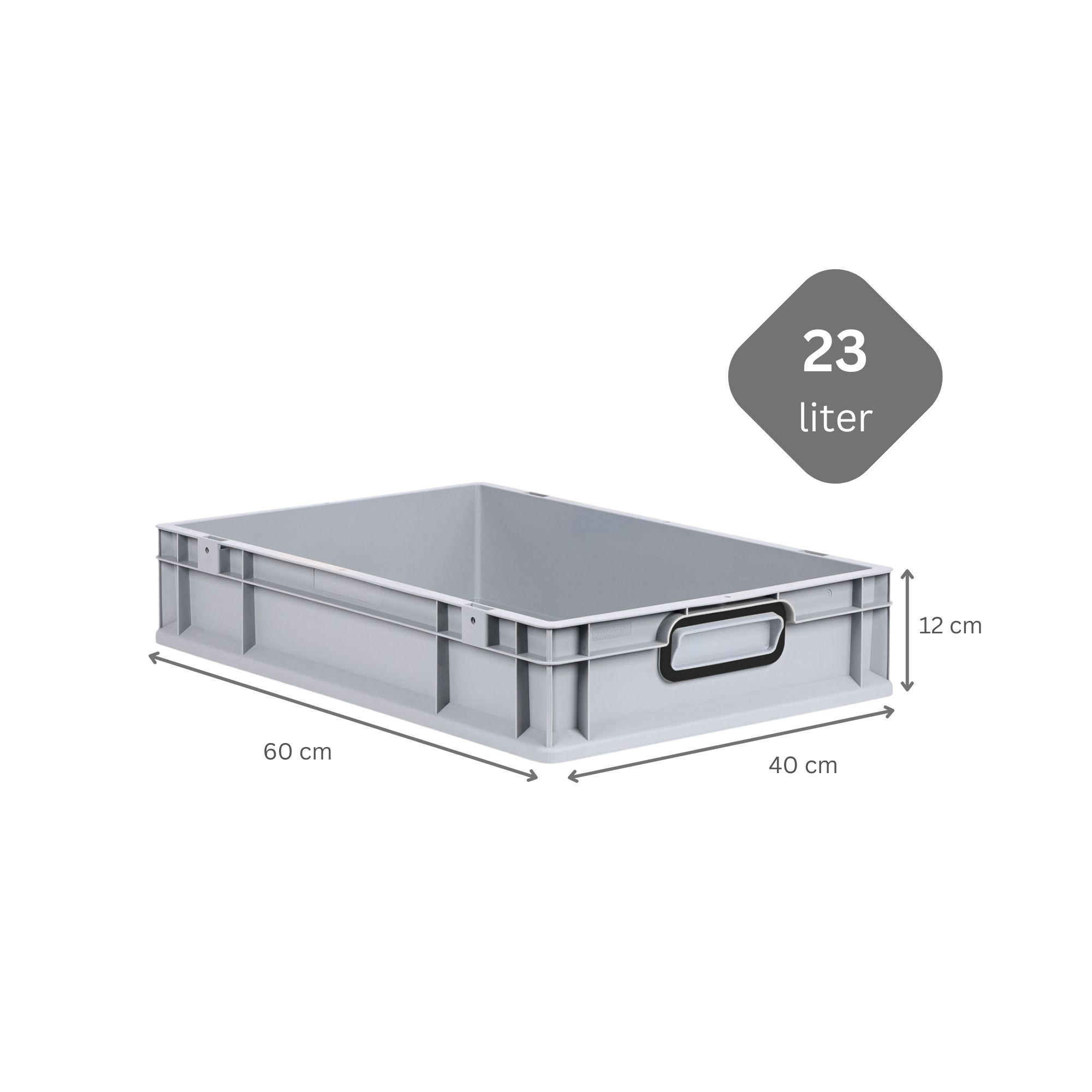 EUROBOX NextGen Color 12x40x60 cm 23 Liter Griffe schwarz zu, Grau - Schwarz/Grau, Kunststoff (40/12/60cm) - PROREGAL