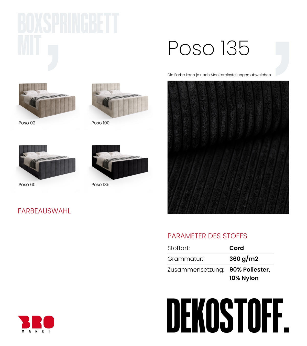 BOXSPRINGBETT Denver DUO mit Topper 180x200 Anthrazit - Anthrazit, Textil (180/200cm) - Bromarkt