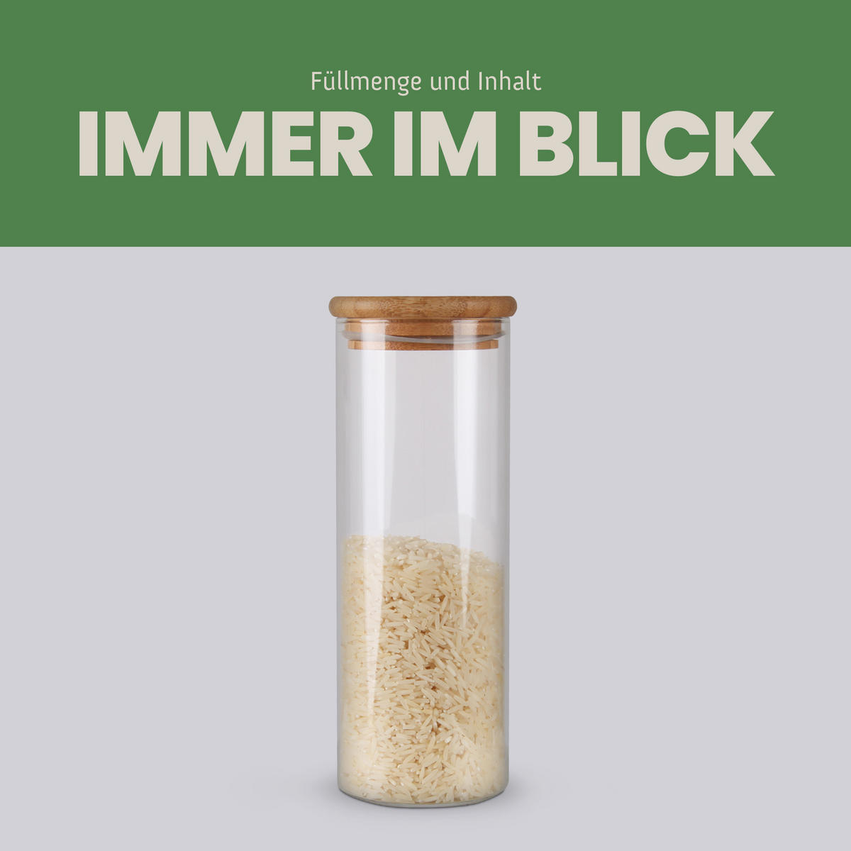VORRATSGLAS mit Bambusdeckel - 500ml - Transparent, Glas (6/18/6cm) - Bestlivings