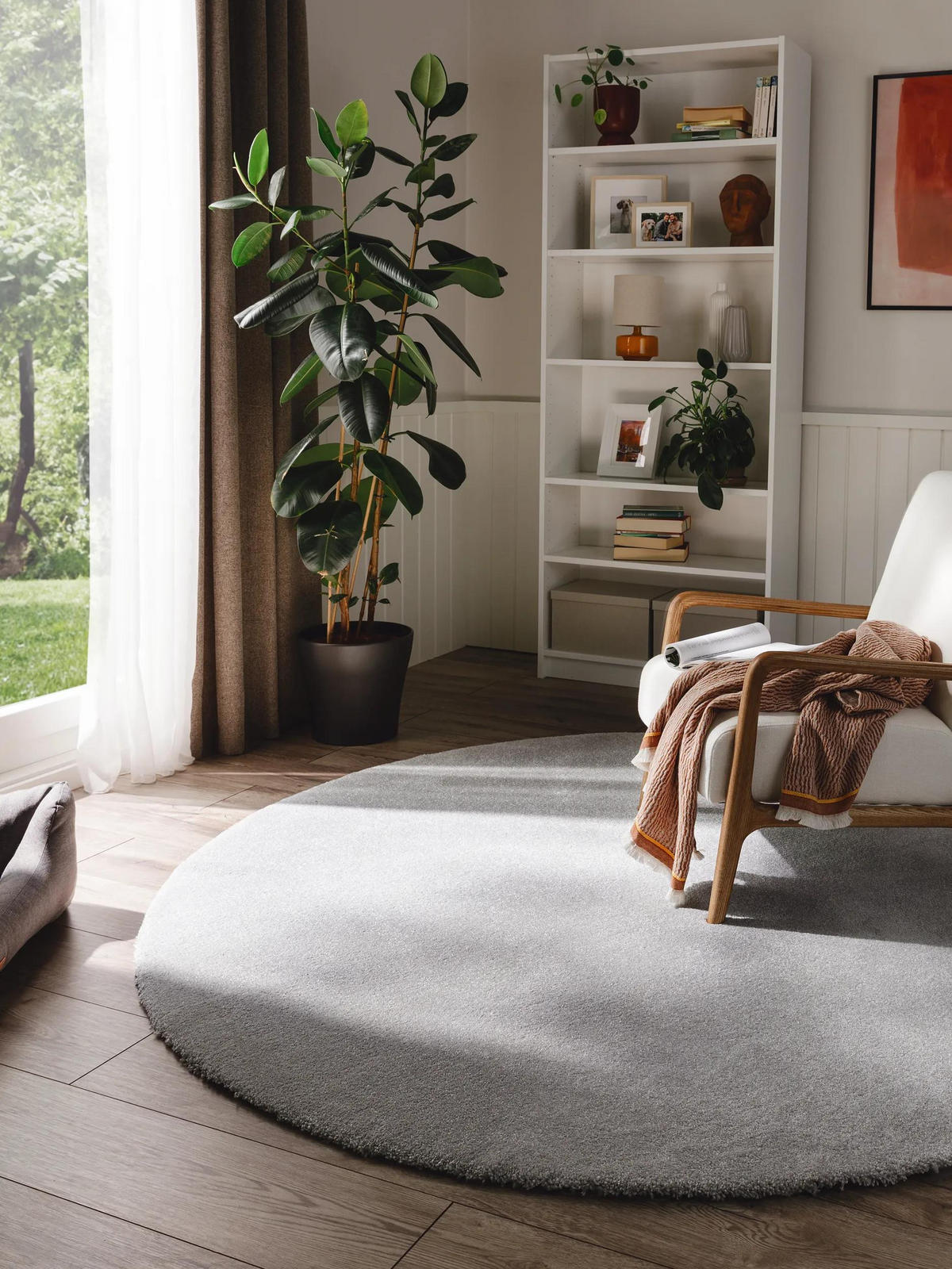 HOCHFLORTEPPICH Melvin waschbar ø 250 cm rund - Hellgrau, Kunststoff (250/250cm) - benuta Nest