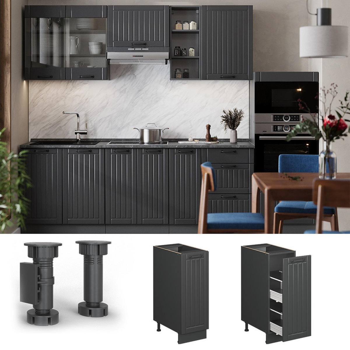 LJEKARNIČKI ORMAR Fame-Line Tamnosiva 30 cm , RP Antracit - tamno siva/antracit, drvni materijal (30/82/60cm) - Vicco