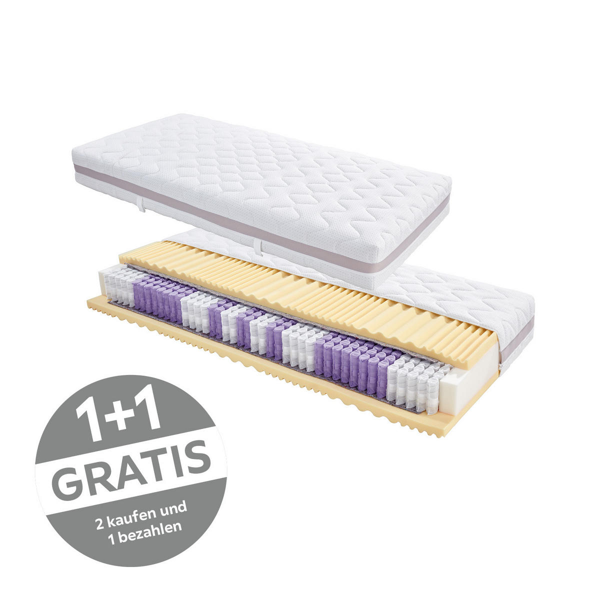 VISCOMATRATZE 90/200 cm Höhe ca. 22 cm 7 -Zonen - Weiß, KONVENTIONELL, Textil (90/200cm) - Livetastic