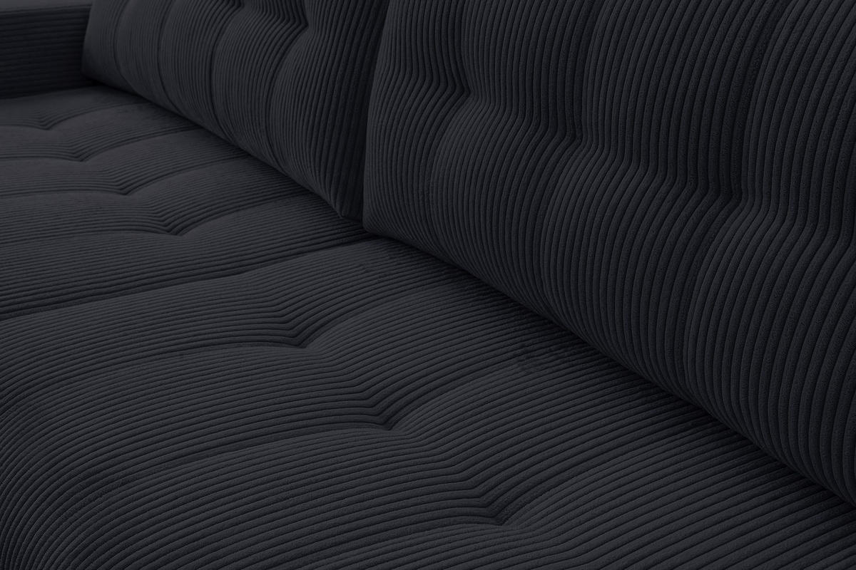ECKSOFA Maillo Dunkelgrau Cord - Dunkelgrau/Schwarz, Kunststoff/Textil (245/143cm) - Selsey