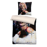 BETTWÄSCHE-GARNITUR Mikrofaser Marilyn Monroe Weiß titanium, 155x220 cm + 80x80 cm - Titanfarben, Textil (155/220cm) - SID Maurer