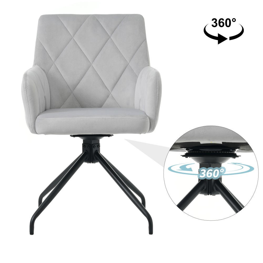 STUHL SET 2 Stück 360° Drehbarer mit Rautenmuster in Grau - Grau, Textil (54/85/60cm) - KOMHTOM
