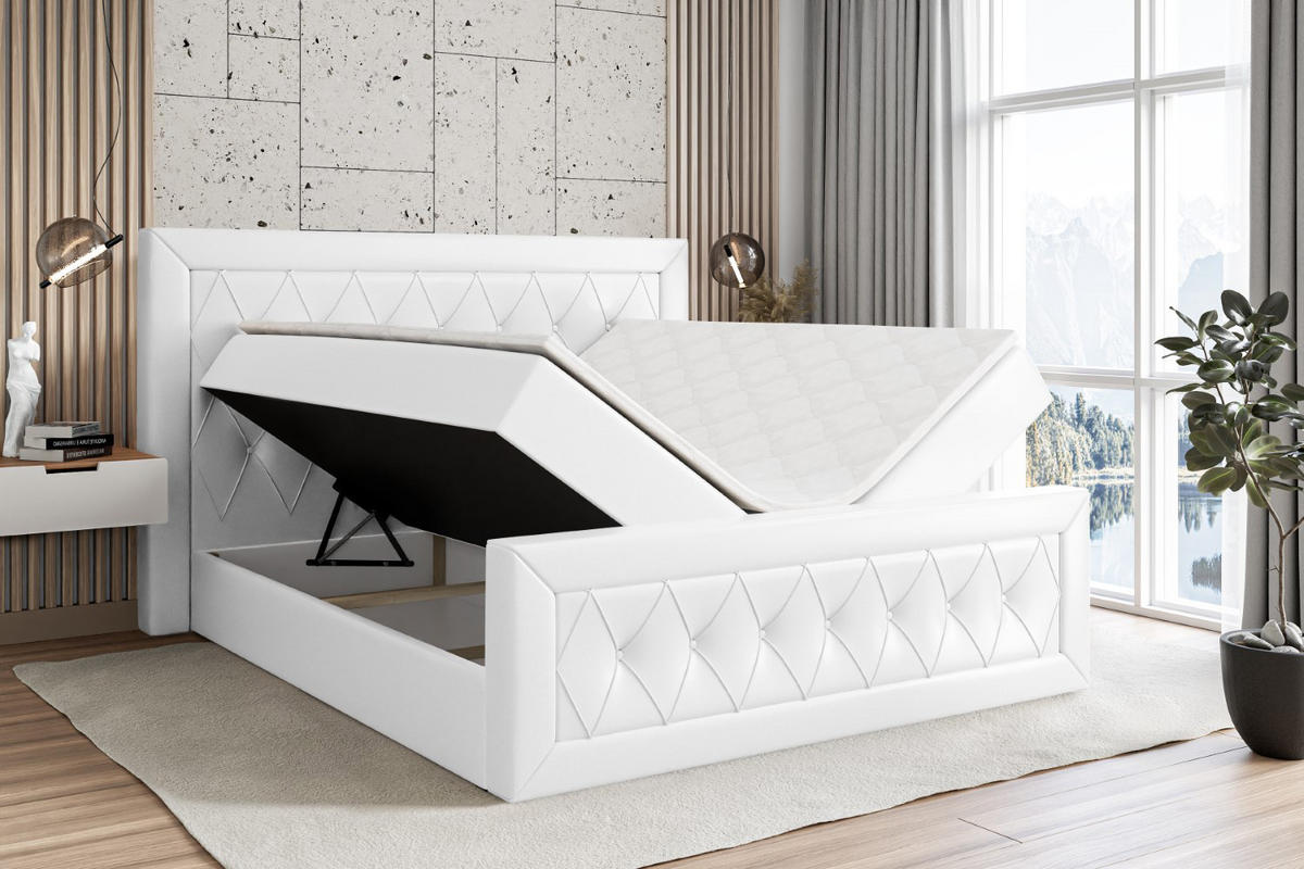 BOXBETT NOEL-Z - 120 x 200 - H3 - Weiß Hochglanz - Weiß Hochglanz, Holzwerkstoff (120/200cm) - ALTDECOR