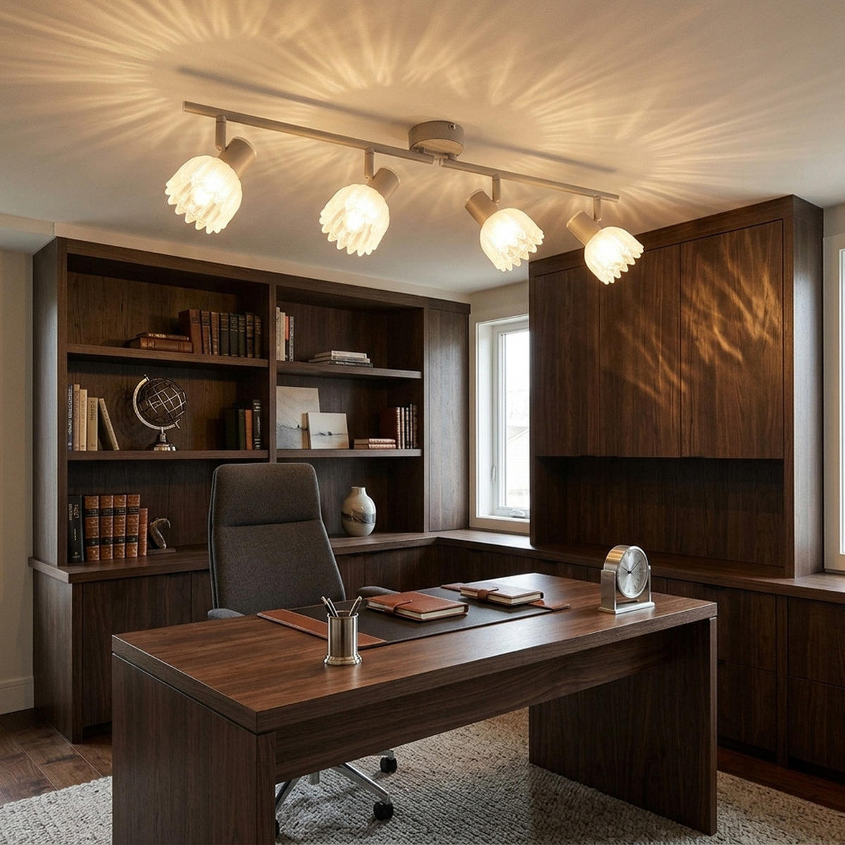 LED DECKENLEUCHTE Metall, Glas, sandfarben, bewegliche Spots - Bernsteinfarben, Glas (70/9/15.5cm) - Globo Lighting
