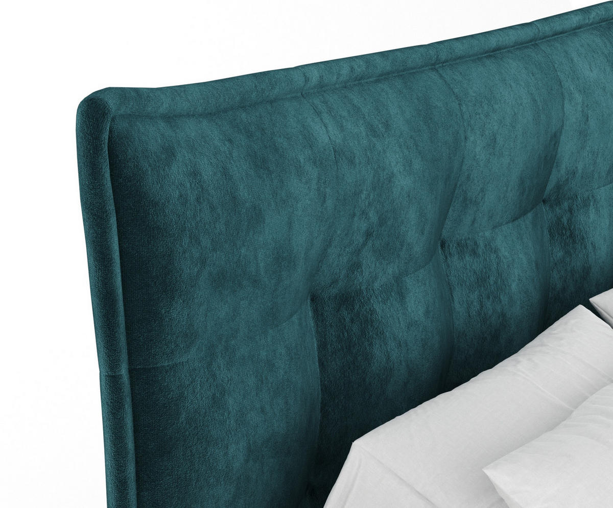 BOXSPRINGBETT Minori Türkisfarben 200/200 cm mit Latex-Topper - Türkis/Silberfarben, Holz/Holzwerkstoff (200/200cm) - Maison de Reve