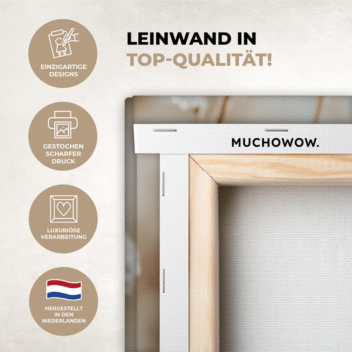 LEINWANDBILD Blumen - Winter - Weiß - Schnee - Beige 40x30 cm - Creme, Textil (40/30cm) - MuchoWow