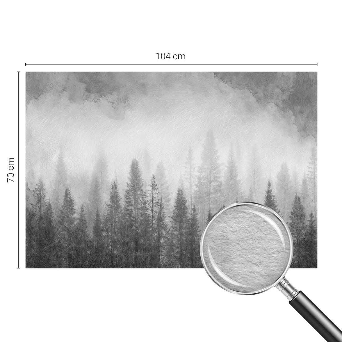 FOTOTAPETE 104x70 cm - Waldnebel - Grau, Textil (104/70cm) - Wallfluent