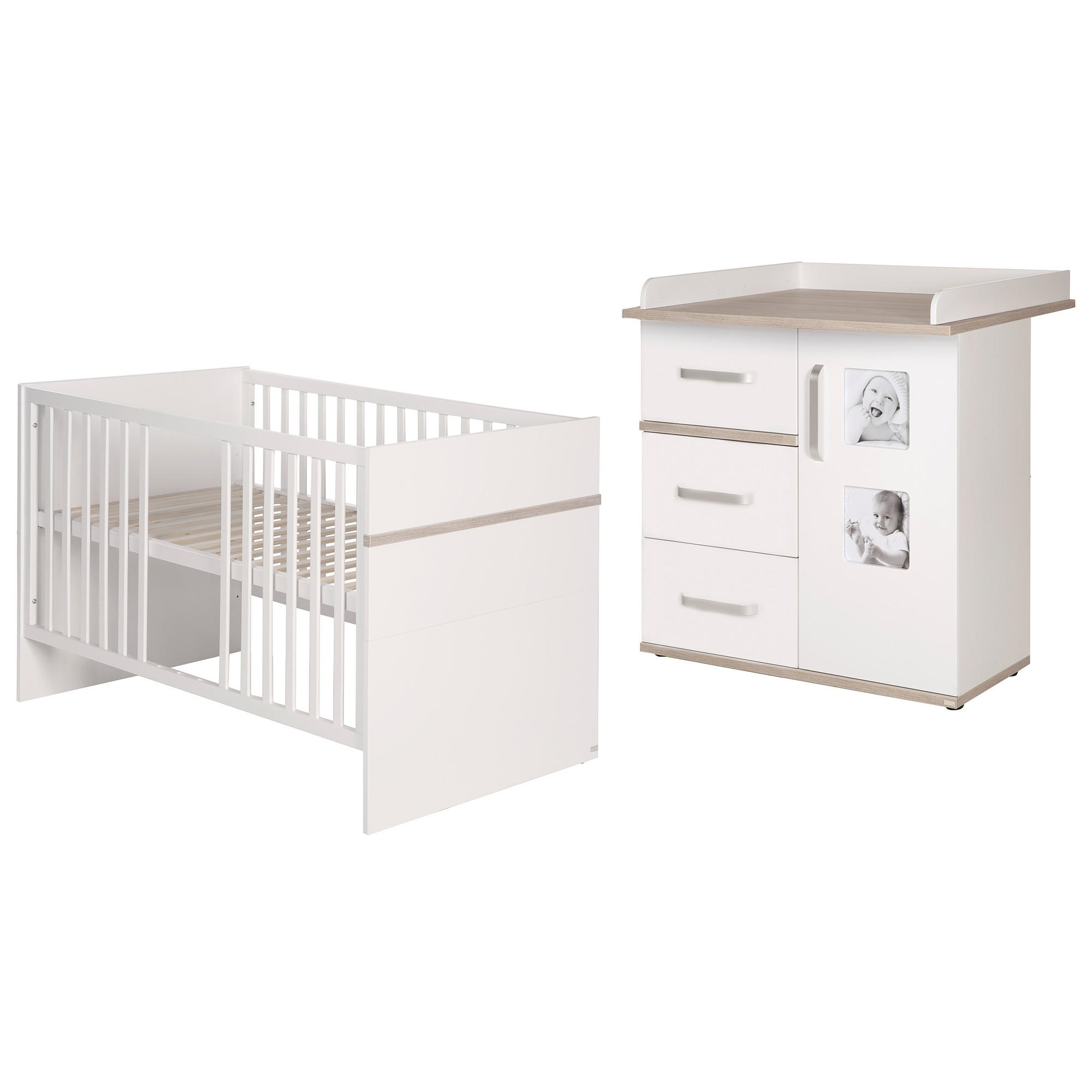 BABYZIMMER-SET Moritz, mit schmaler Wickelkommode, 2-teilig - Weiß, Holzwerkstoff (76/81/142.5cm) - Roba