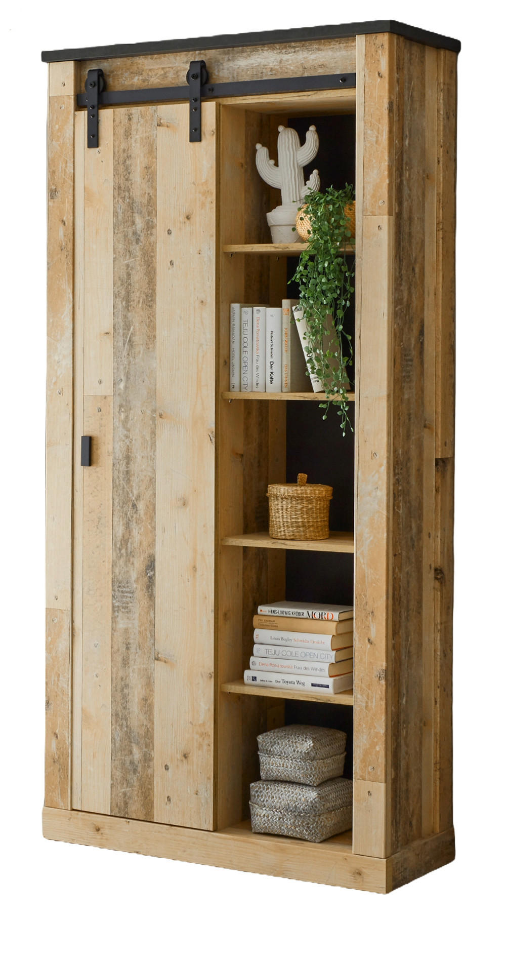 SCHUHSCHRANK Flurschrank Used Wood Vintage 93 x 201 cm - Anthrazit/Schwarz, Holzwerkstoff/Metall (93/201/38cm) - Furn.Design