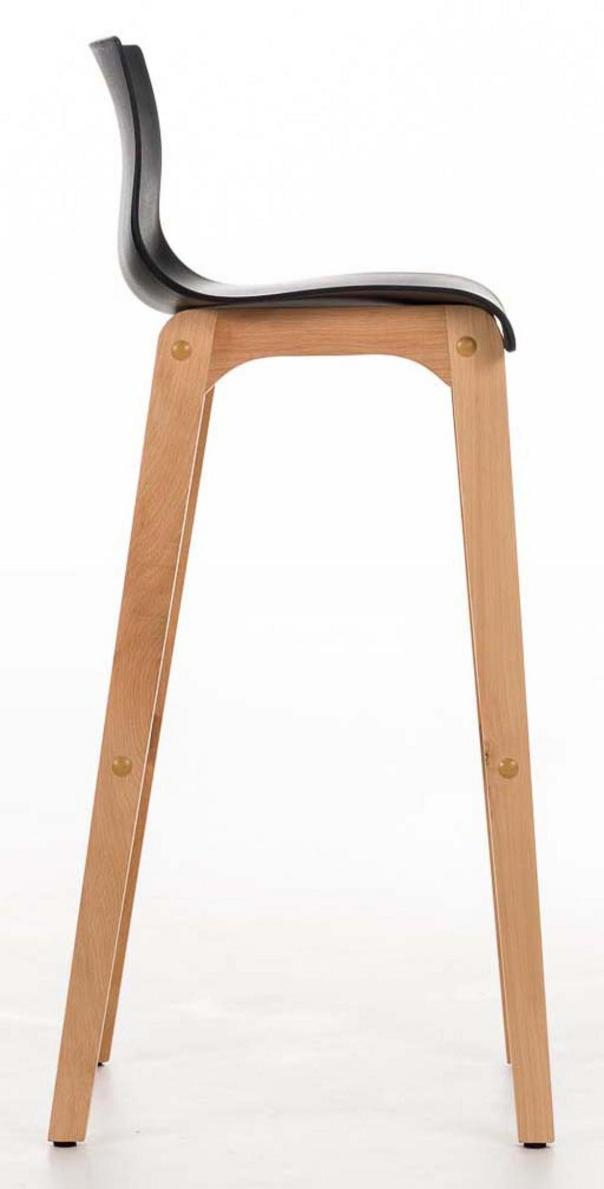 BARHOCKER 2er Set Holz schwarz - Eukalyptusholzfarben/Schwarz, Holz (41/101/46cm) - CLP