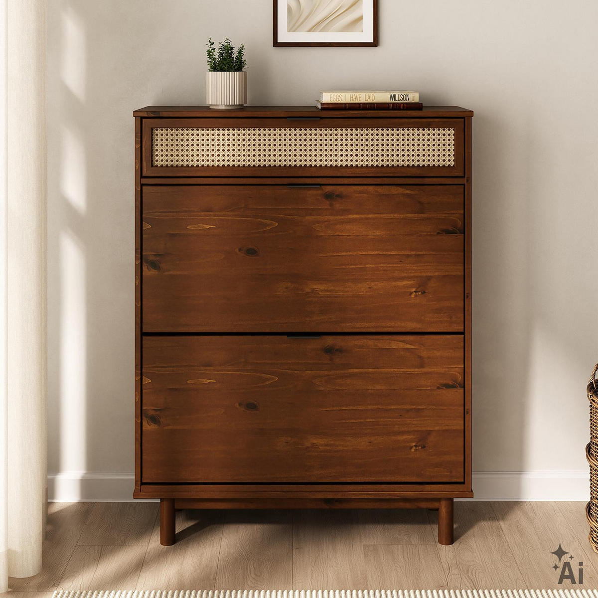 SCHUHKIPPER JONTE Kastanie - Kastanienfarben, Holz (88/113/30cm) - IDIMEX