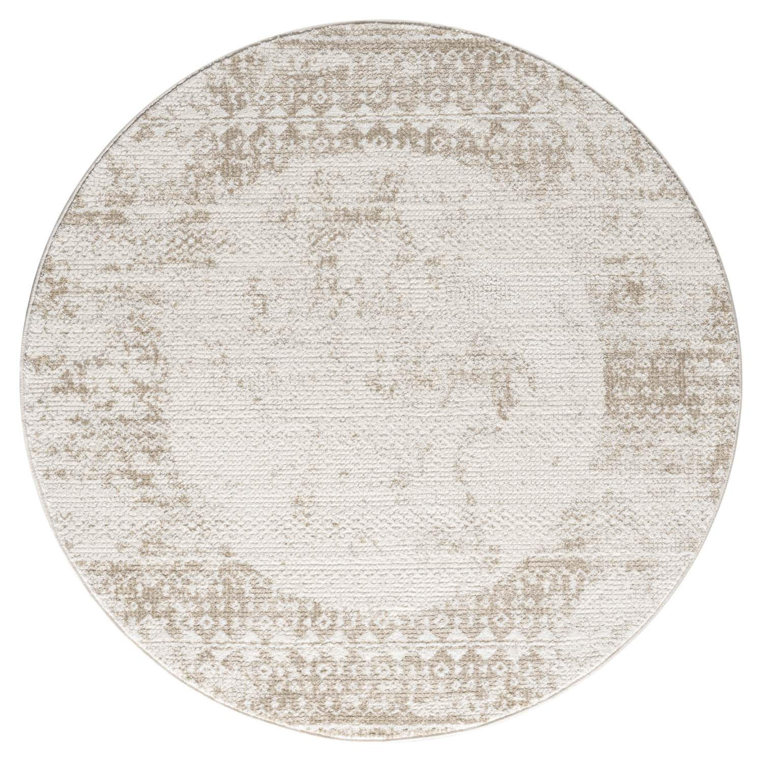 KURZFLOR-TEPPICH Antik 232 Creme 200 cm Rund - Creme, Textil (200/200cm) - carpet city