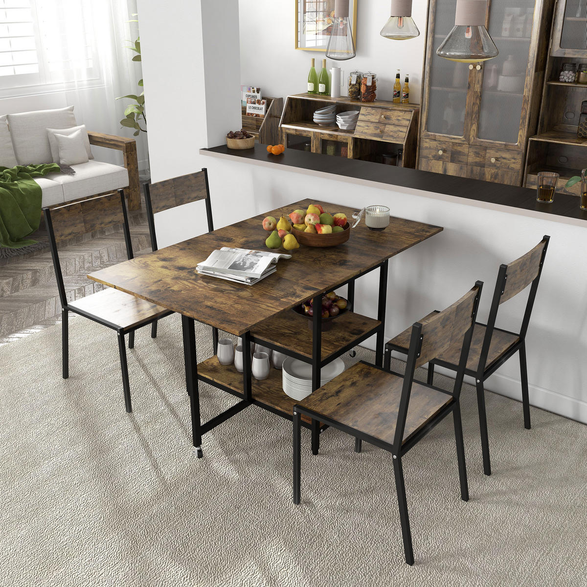 ESSTISCH klappbar, Spanplatte, Braun - Braun, Kunststoff (140/80/75cm) - HOMCOM