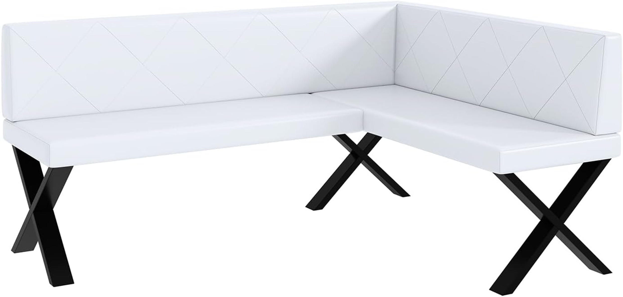 ECKBANK ERIC_X - Weiß, Leder (128/168cm) - Meblini