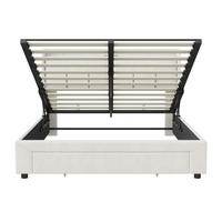 BETT 140x200 cm Stauraum LED USB Samt Beige - Beige, Metall (140/200cm)