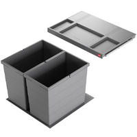 HAILO Allegro System Mülleimer Abfall Küche Einbau 60cm Schublade 2x 28 Liter - Grau, Kunststoff (47.6/39.7/47.3cm) - Hailo
