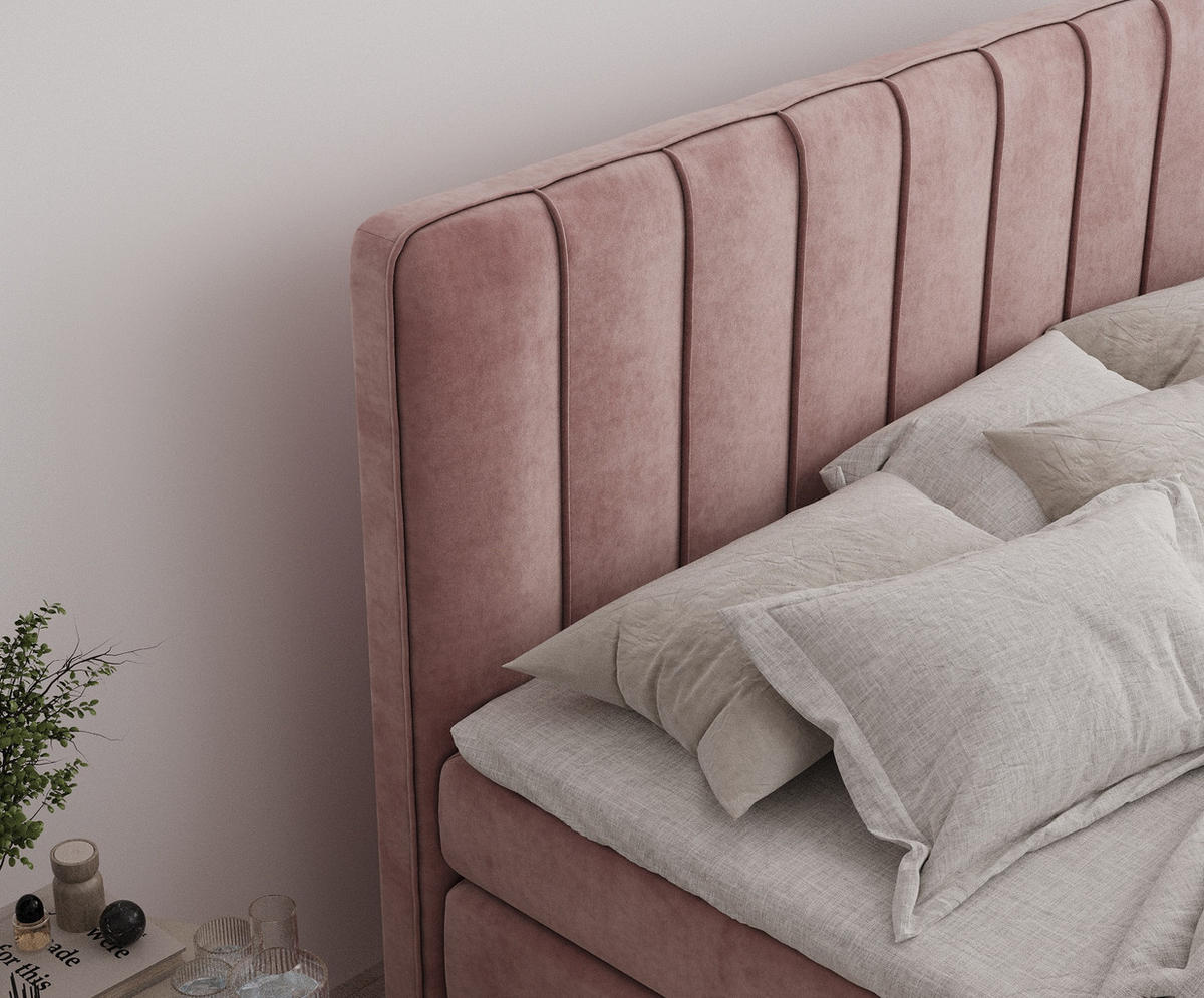 BOXSPRINGBETT Novara Rosa 140/200 cm - Schwarz/Rosa, Holz/Holzwerkstoff (140/200cm) - Maison de Reve