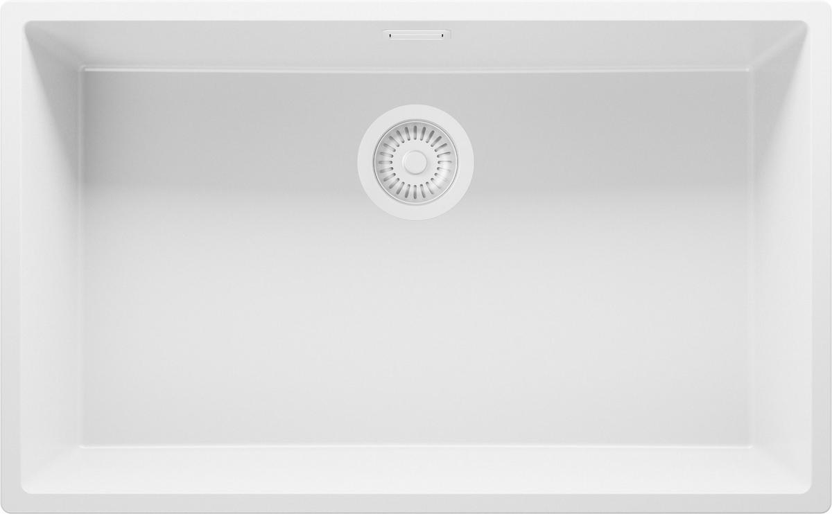 SPÜLBECKEN London Slim, 2-er set Alles Weiß 76/47 cm 1 Becken + Ablauf-Set ab 80er Unterschrank - Weiß, Kunststoff (76/20/47cm) - Primagran