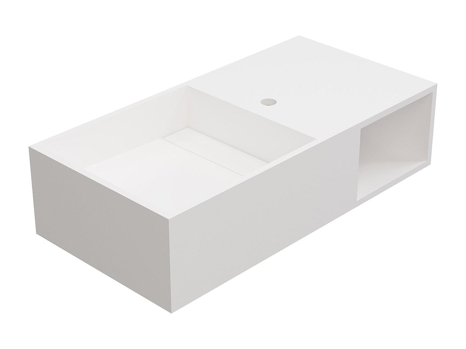 WASCHTISCHPLATTE mit Ablage - 80 x 40 x 20 cm - Weiß - GOYOKO - Weiß, Stein (80/20/40cm) - Vente-Unique