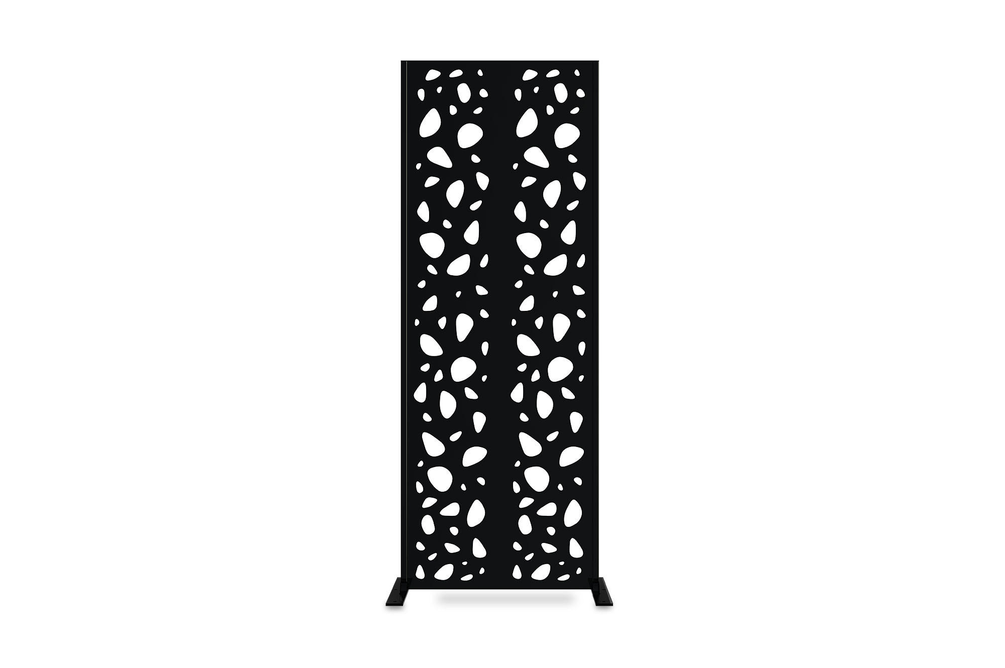 SICHTSCHUTZ PANEEL Sunny schwarz H.160cm mit Mustern an den Seiten - Schwarz, Metall (60/160cm) - Casanoov