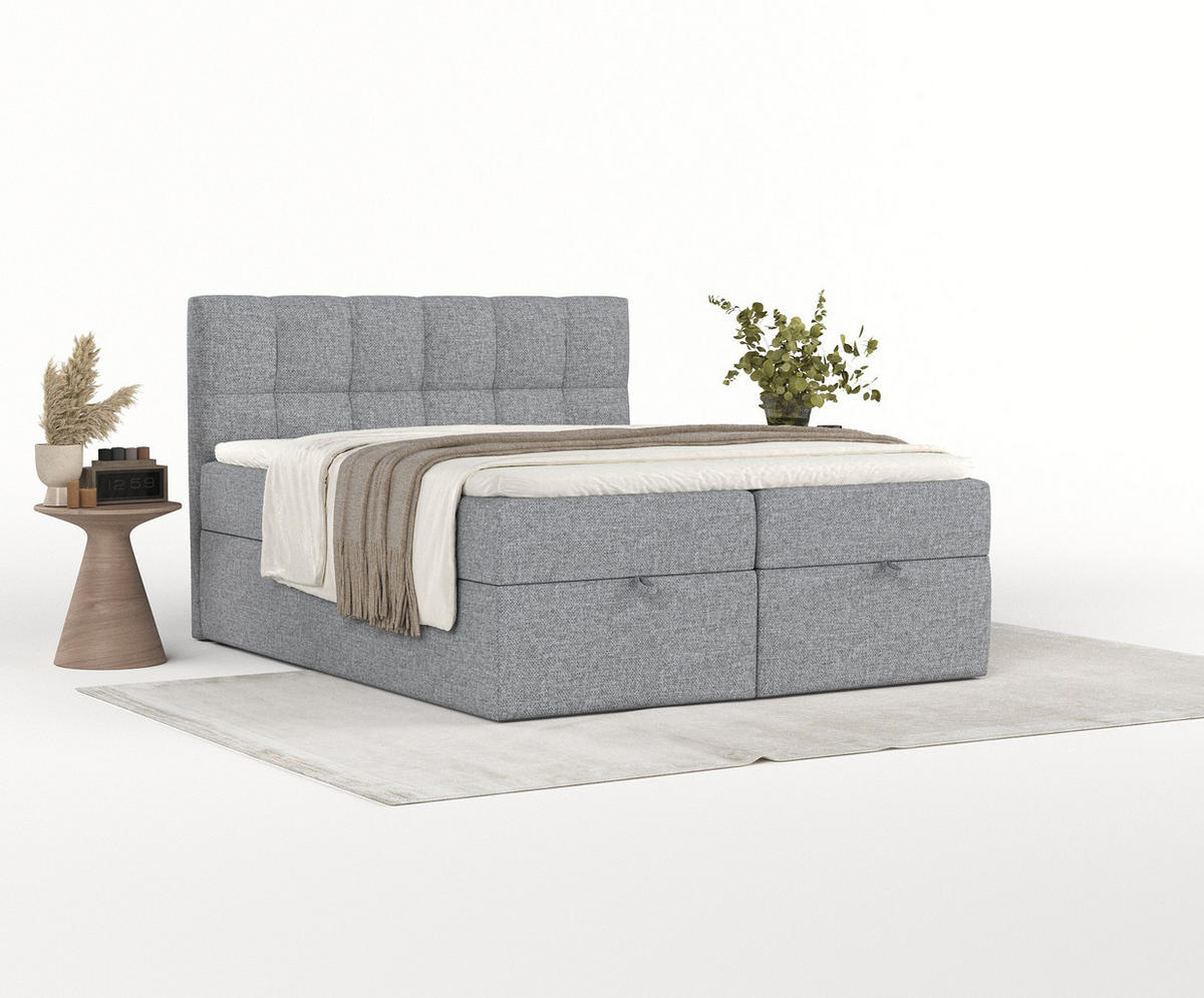 BOXBETT Shay Grau 180/200 cm - Schwarz/Grau, Holz/Holzwerkstoff (180/200cm) - Maison de Reve