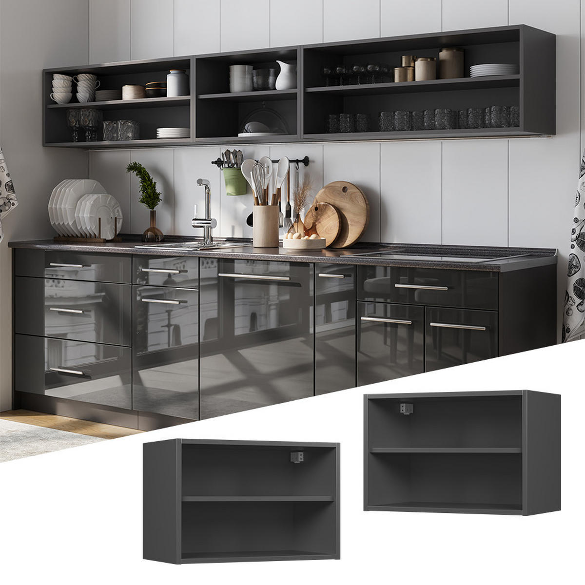 HÄNGESCHRANK Fame-Line, Anthrazit/Anthrazit, 60 cm - Anthrazit, Holzwerkstoff (60/40/32.5cm) - Vicco