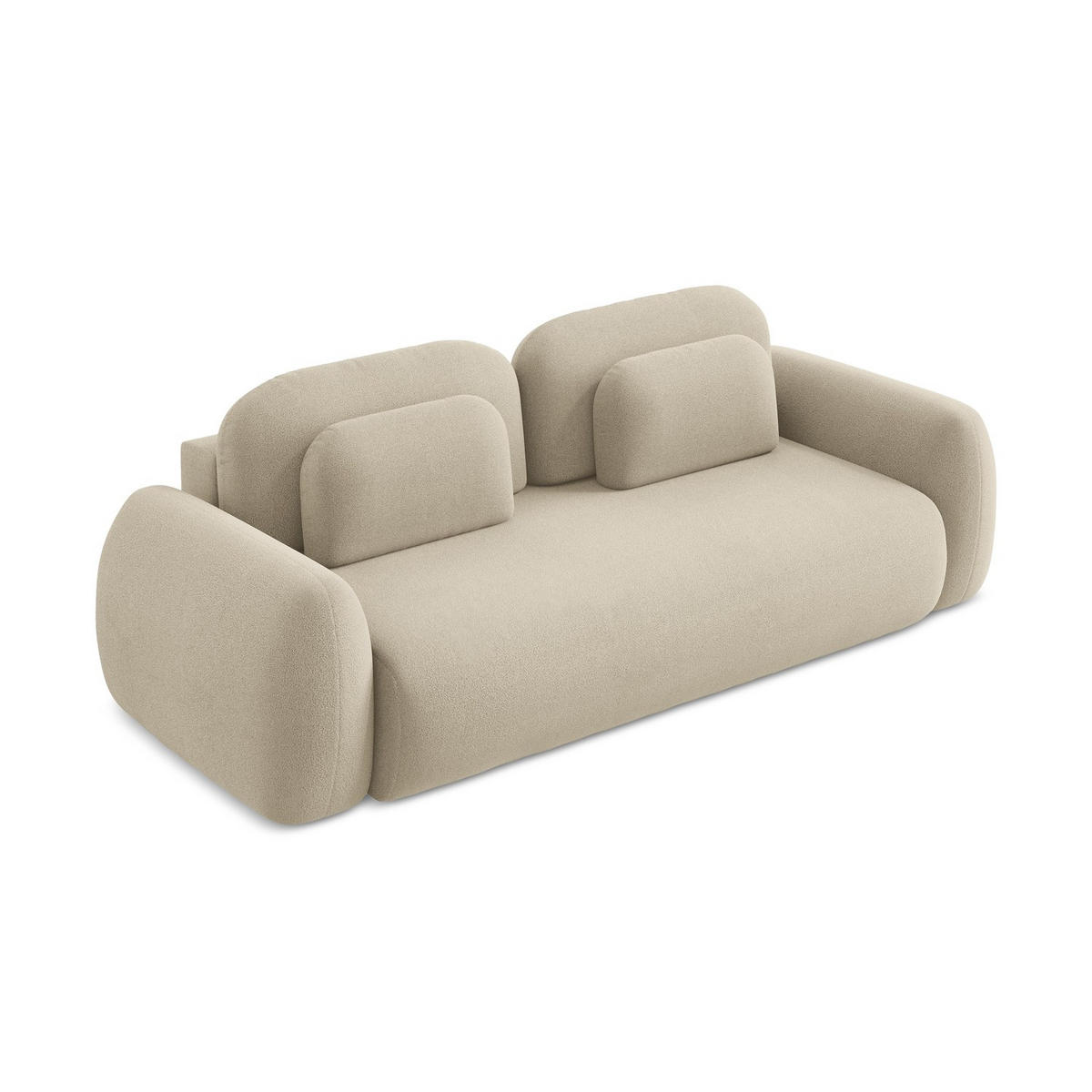 3-SITZER SOFA mit Schlaffunktion Bouclé Stoff Beige - Beige/Schwarz, Holzwerkstoff/Kunststoff (266/95/121cm) - LaMiaSofa