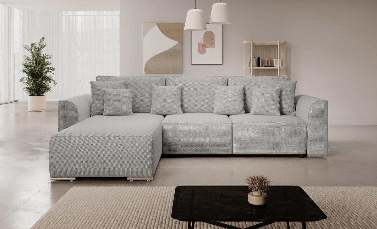 ECKSOFA GUSTO L Curio 80 Links mit Schlaffunktion - Grau, Textil (279/193cm) - Bedante