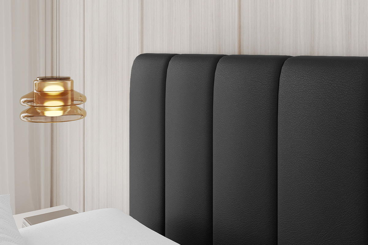 POLSTERBETT mit Bettkasten, Fußteil und Lattenrost, Boxbett mit Matratze H3/H4 - FINO-Z 180x200 Schwarz Kunstleder - Schwarz Hochglanz, Holzwerkstoff/Textil (180/200cm) - ALTDECOR