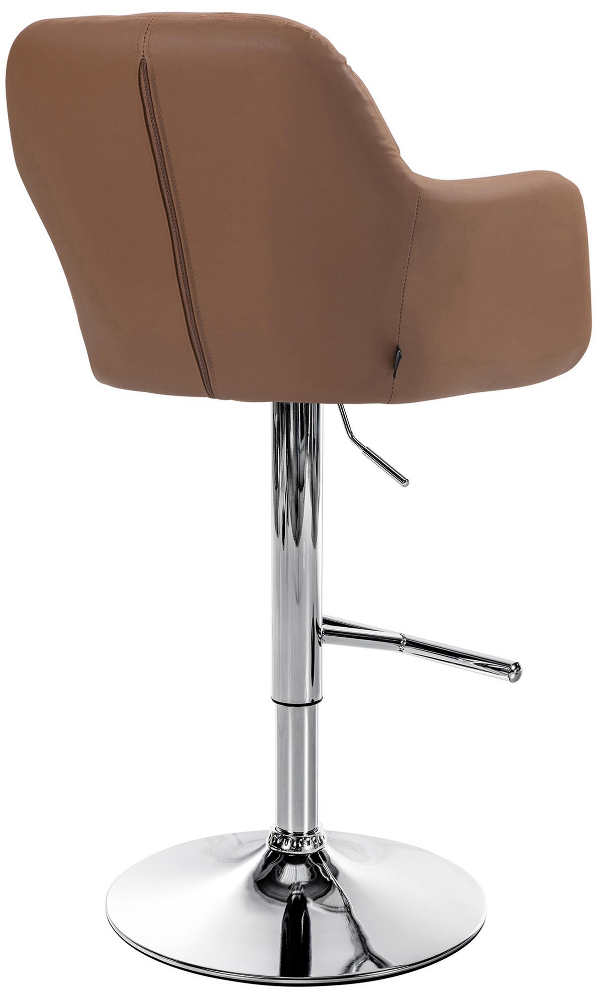 BARHOCKER Nardo Kunstleder chrom hellbraun - Chromfarben/Braun, Kunststoff/Metall (57/118/59cm) - TPFLiving