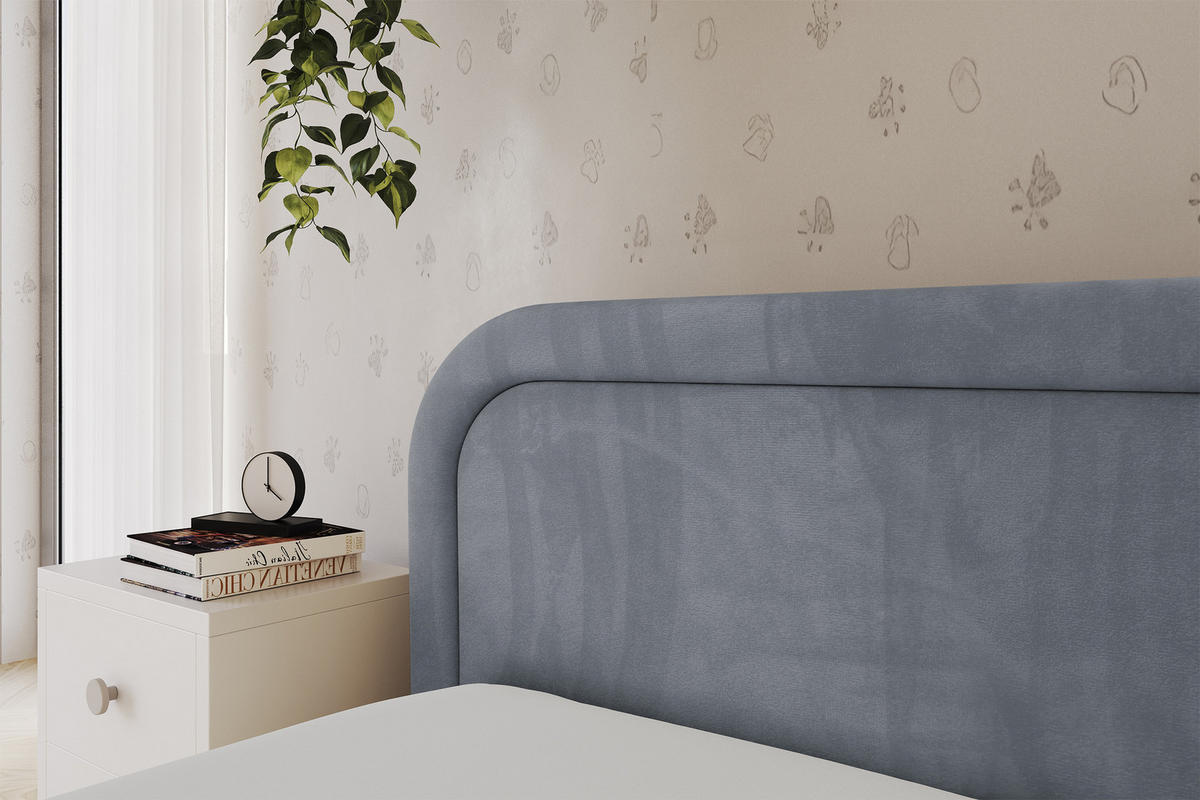 EINZELLBETT Jugendbett mit Bettkasten, Rechts - JOVY 100x200 Grau - Blaugrau, Holzwerkstoff/Textil (100/200cm) - ALTDECOR