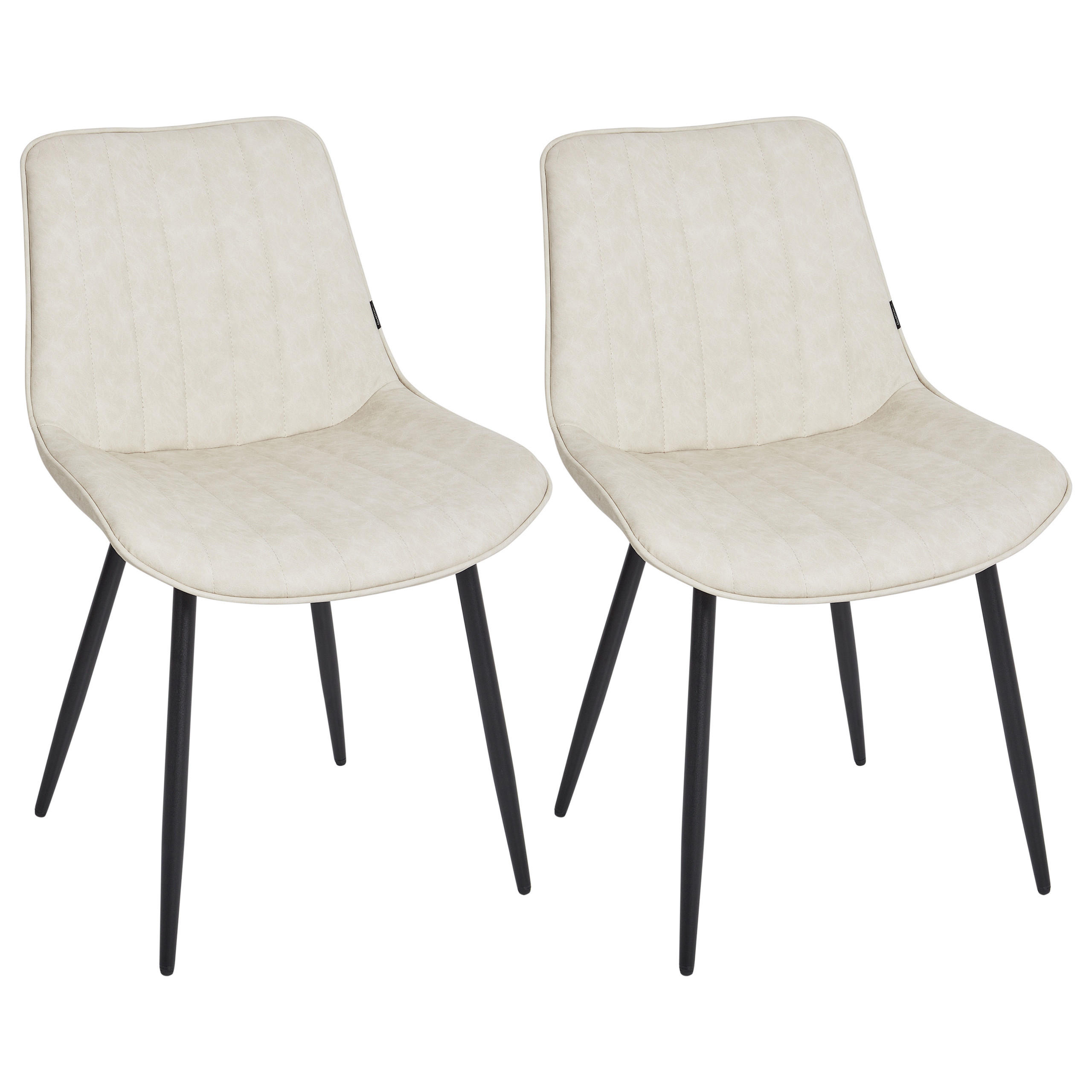 ESSZIMMERSTUHL 2er-Set Kunstleder Helles Beige Dubrovnik - Beige/Schwarz, Kunststoff (53/81/58cm) - Beliani