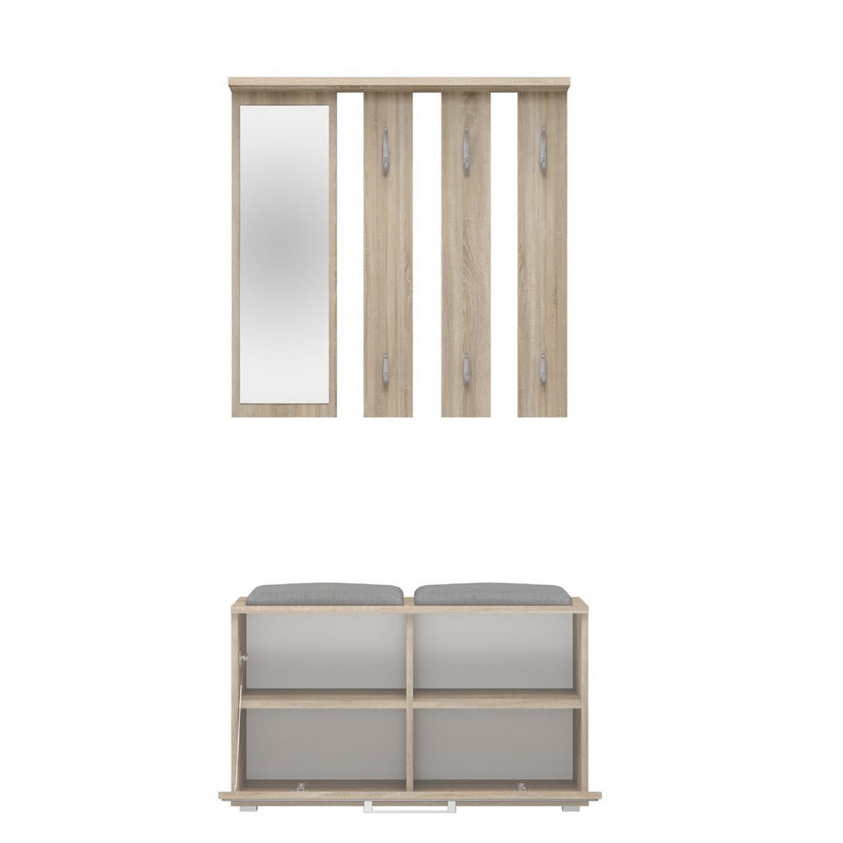 GARDEROBE set de mobilier pentru hol cu oglindă Sonoma 85/180/35 - stejar Sonoma, compozit lemnos (85/180/35cm) - RAUMHIRSCH FURNITURE