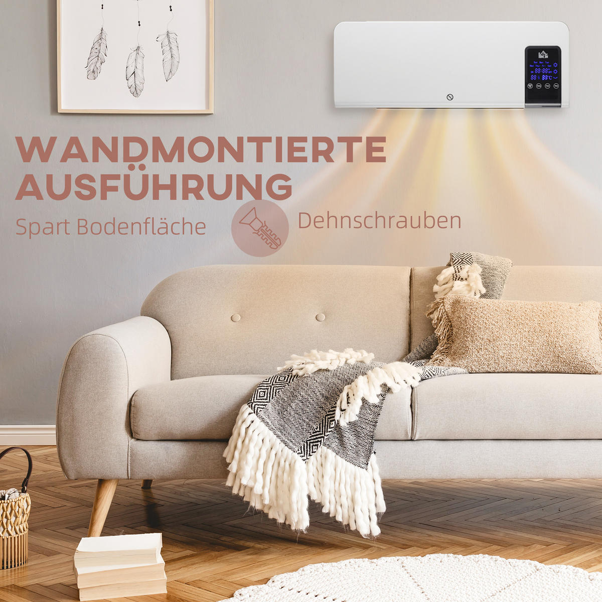WANDHEIZGERÄT ABS Weiß - Weiß, Kunststoff (12/21.5/54.5cm) - HOMCOM