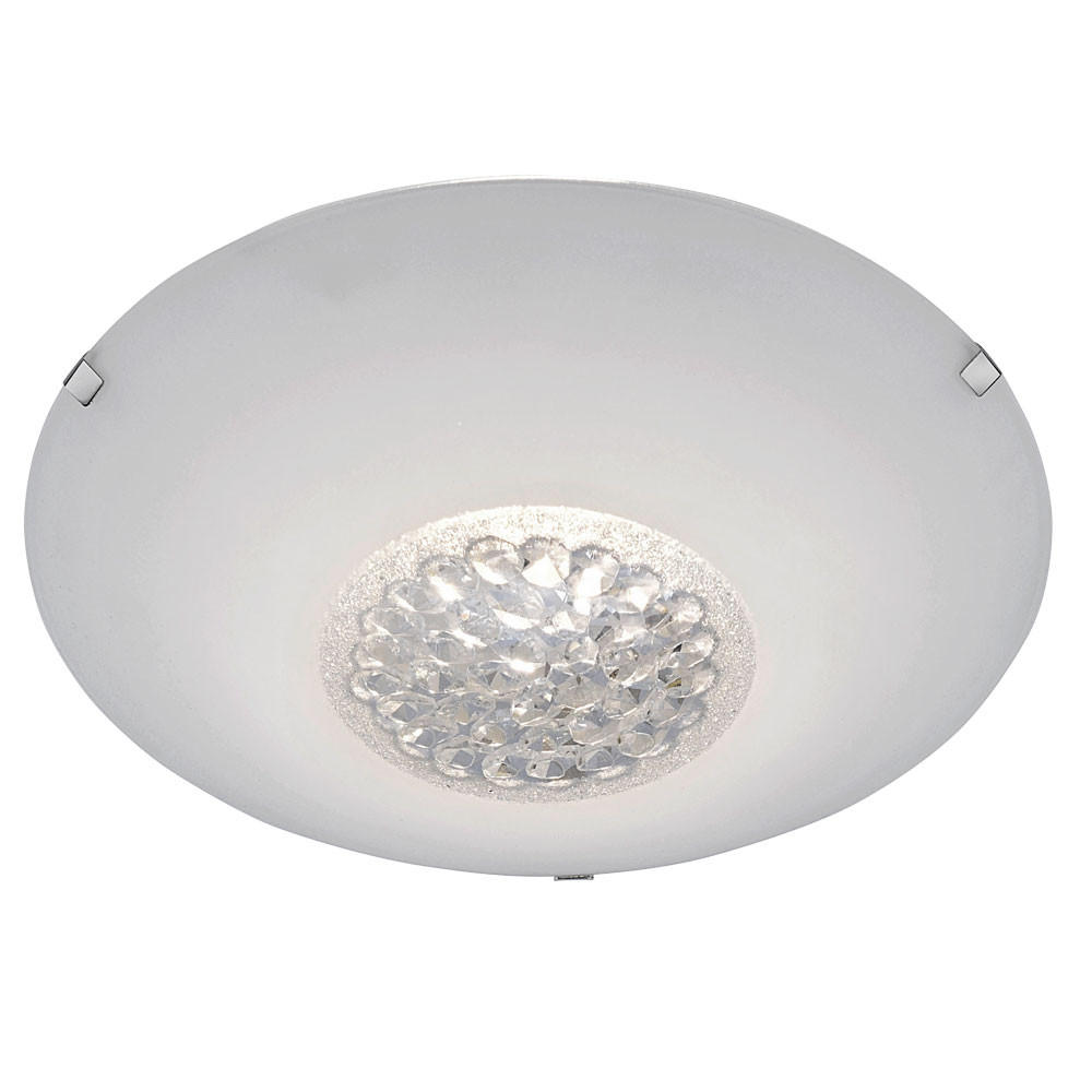 LED DECKENLEUCHTE Kristalloptik Weiß Glas - Weiß, Glas (25/25/9cm)