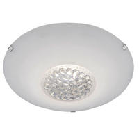 LED DECKENLEUCHTE Kristalloptik Weiß Glas - Weiß, Glas (25/25/9cm)