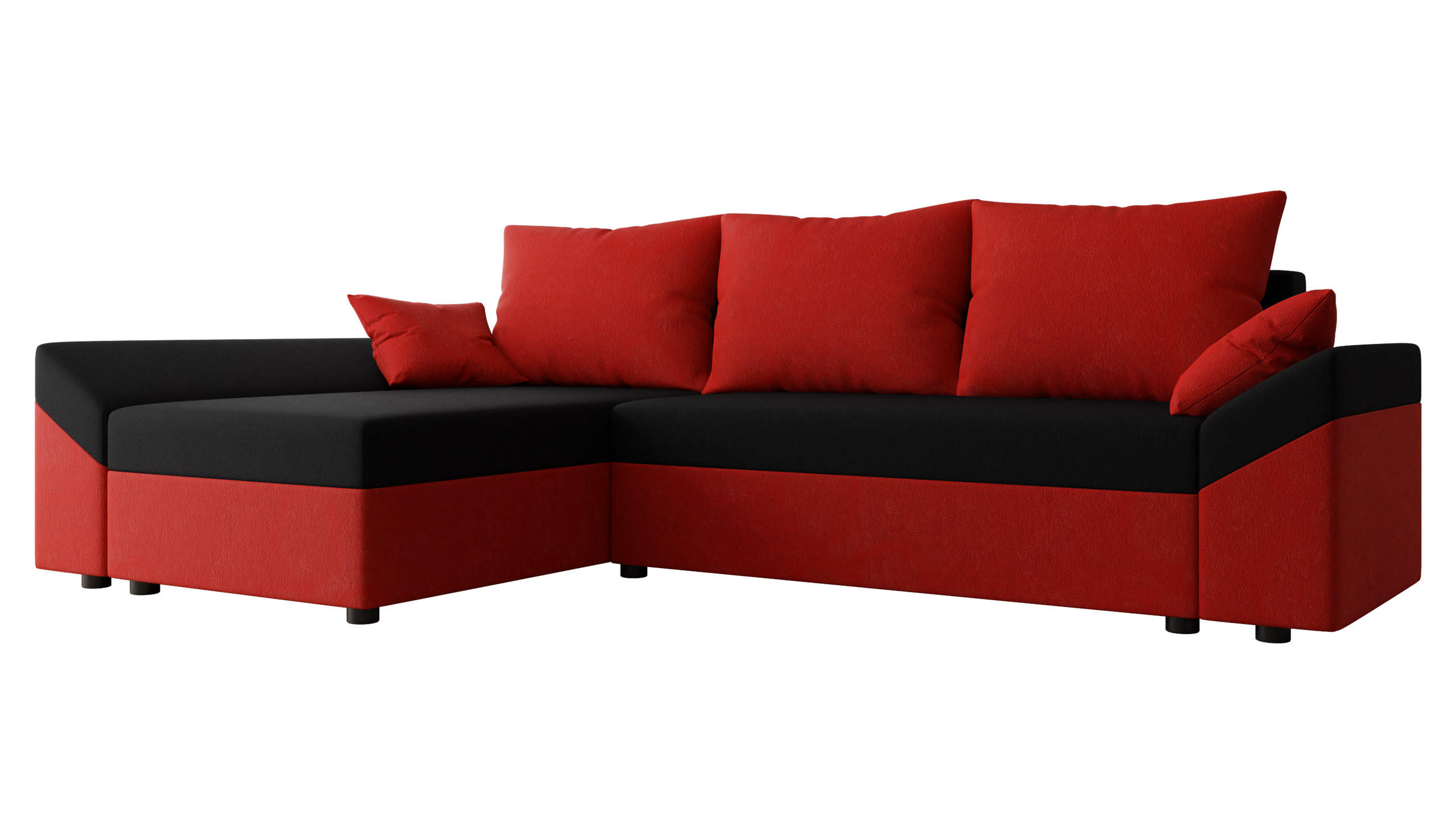 ECKSOFA Dante L - Rot/Schwarz, Holz/Kunststoff (240/140cm) - MIRJAN24