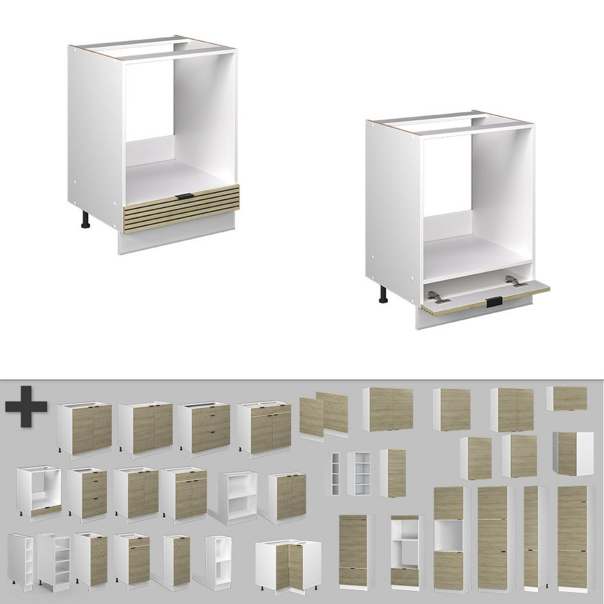 SKŘÍŇKA NA VESTAVĚNOU TROUBU Fame-Line Dubový panel - bílá/barva dubu, kompozitní dřevo (60/82/60cm) - Vicco