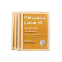 RAHMEN Set mit 4 aus MDF und Acrylglas Schutz und Aussteller für Fotografien, Bilder, Poster, Gemälde, Dekoration für Haus Farbe Hellholz A3 - Beige, Holz (29.7/3/42cm) - Nacnic