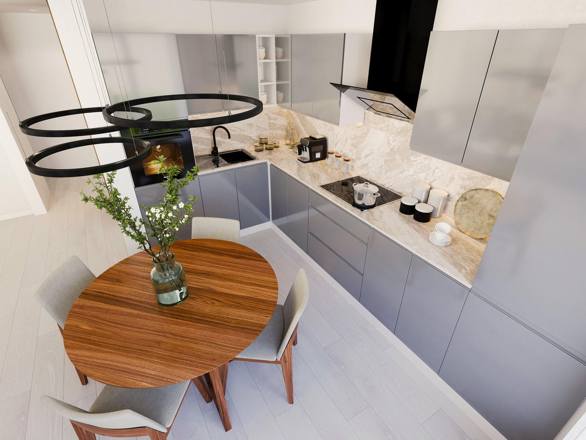 ECKKÜCHE 300x140 cm Glanzia – KU-S09 – Grau – Hochglanz - Grau, Holzwerkstoff (300/212/140cm) - hi-markt