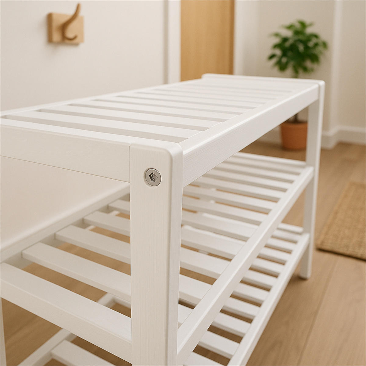 SCHUHREGAL Bambus Weiß 3 Ebenen 70/26/55 cm - Weiß, Holz (70/55/26cm) - Begryf