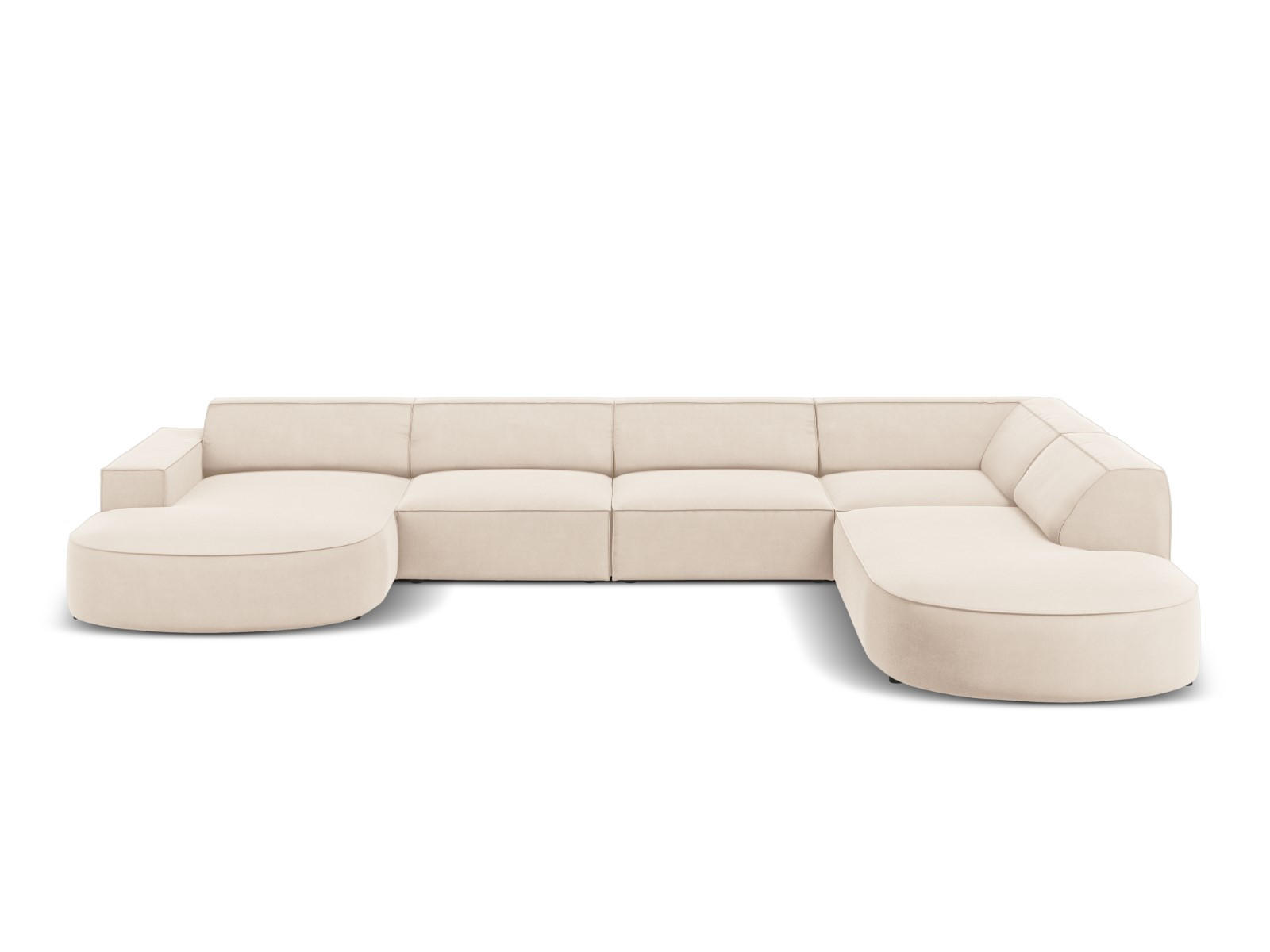 PANORAMASOFA rechts Jodie aus Samt leichtes beige 7 Sitzplätze - Beige, Textil (262/70/364cm) - Micadoni