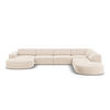 PANORAMASOFA rechts Jodie aus Samt leichtes beige 7 Sitzplätze - Beige, Textil (262/70/364cm) - Micadoni