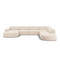 PANORAMASOFA rechts Jodie aus Samt leichtes beige 7 Sitzplätze - Beige, Textil (262/70/364cm) - Micadoni