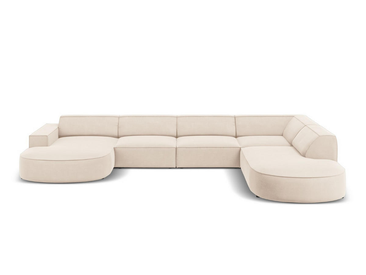 PANORAMASOFA rechts Jodie aus Samt leichtes beige 7 Sitzplätze - Beige, Textil (262/70/364cm) - Micadoni